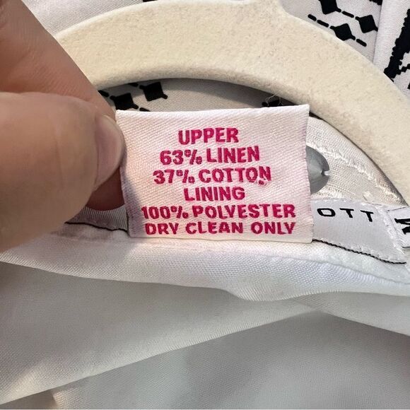 Sz M Gretchen Scott Linen Blend White Shell& Rock Embellished 3/4 Sleeve Blouse - Picture 15 of 16